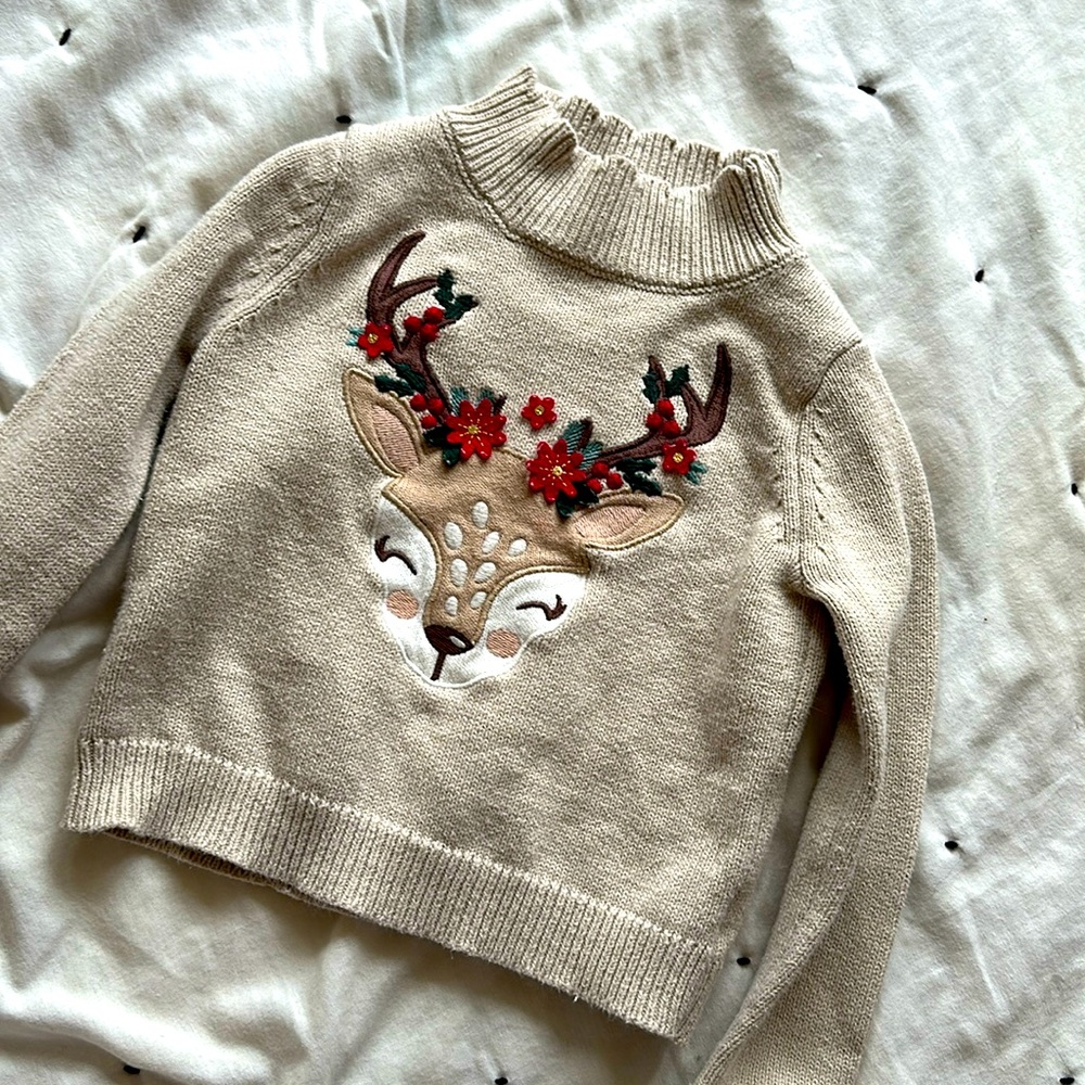 3T deer turtleneck sweater